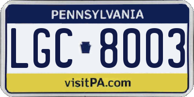 PA license plate LGC8003