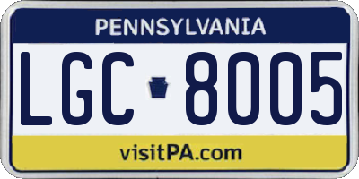 PA license plate LGC8005