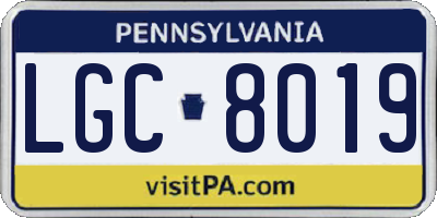 PA license plate LGC8019