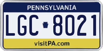 PA license plate LGC8021