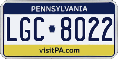 PA license plate LGC8022