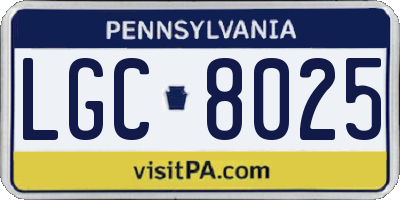 PA license plate LGC8025