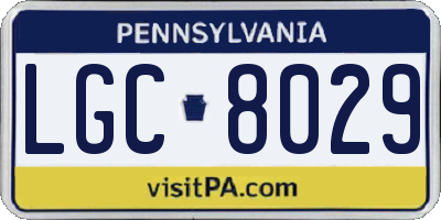 PA license plate LGC8029