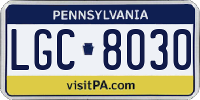 PA license plate LGC8030
