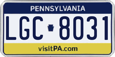 PA license plate LGC8031