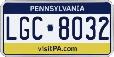 PA license plate LGC8032