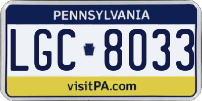 PA license plate LGC8033