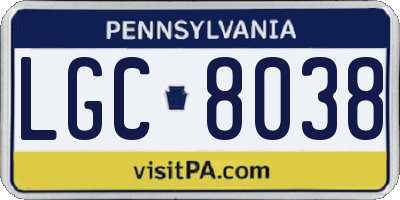 PA license plate LGC8038