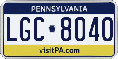 PA license plate LGC8040