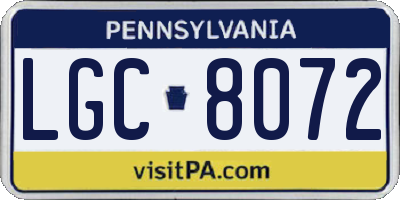 PA license plate LGC8072
