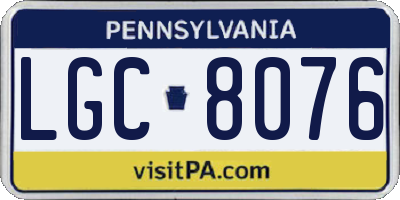 PA license plate LGC8076