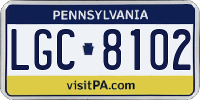 PA license plate LGC8102