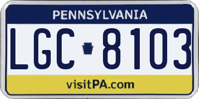 PA license plate LGC8103