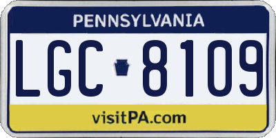 PA license plate LGC8109