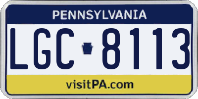 PA license plate LGC8113