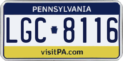 PA license plate LGC8116