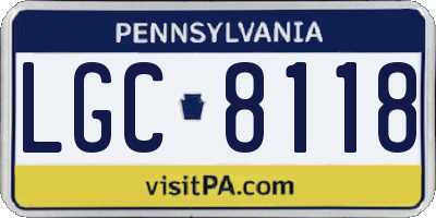 PA license plate LGC8118