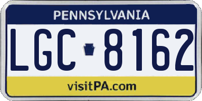 PA license plate LGC8162