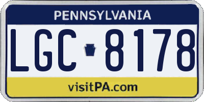 PA license plate LGC8178