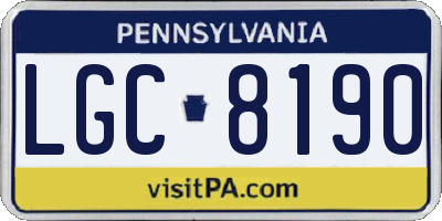 PA license plate LGC8190