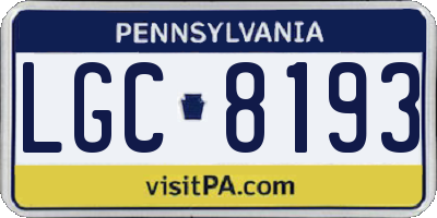 PA license plate LGC8193