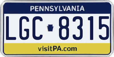 PA license plate LGC8315