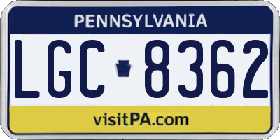 PA license plate LGC8362