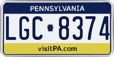 PA license plate LGC8374