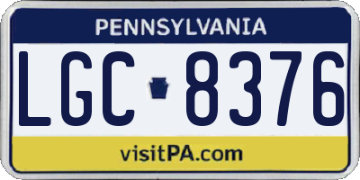 PA license plate LGC8376