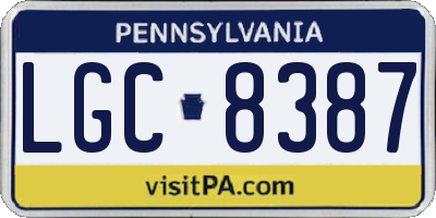 PA license plate LGC8387