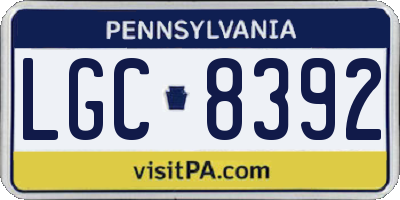 PA license plate LGC8392