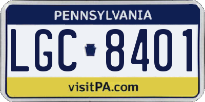 PA license plate LGC8401