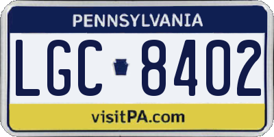 PA license plate LGC8402