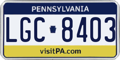 PA license plate LGC8403