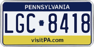 PA license plate LGC8418