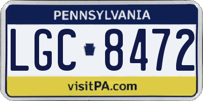 PA license plate LGC8472