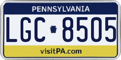 PA license plate LGC8505