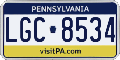 PA license plate LGC8534