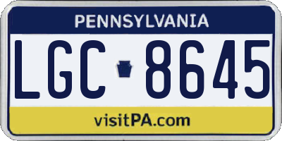 PA license plate LGC8645