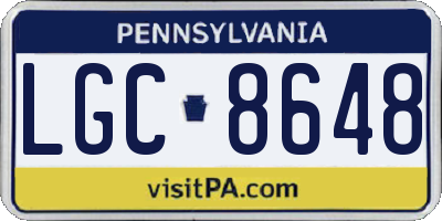 PA license plate LGC8648