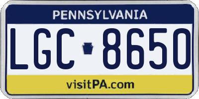 PA license plate LGC8650