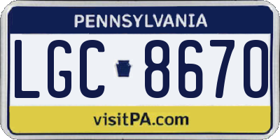 PA license plate LGC8670