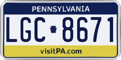 PA license plate LGC8671