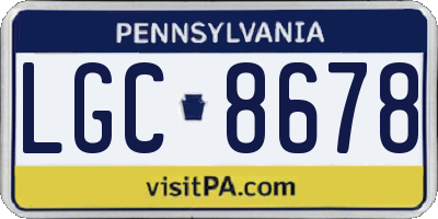 PA license plate LGC8678