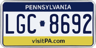 PA license plate LGC8692