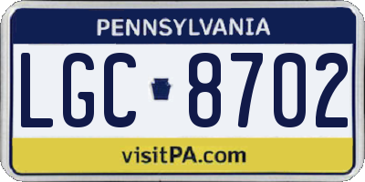 PA license plate LGC8702