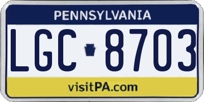 PA license plate LGC8703