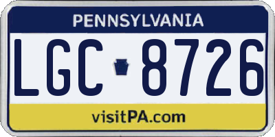 PA license plate LGC8726