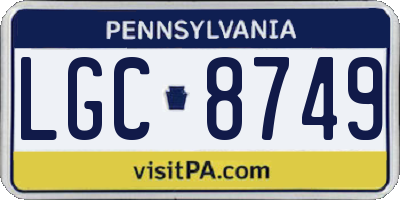 PA license plate LGC8749