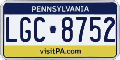 PA license plate LGC8752